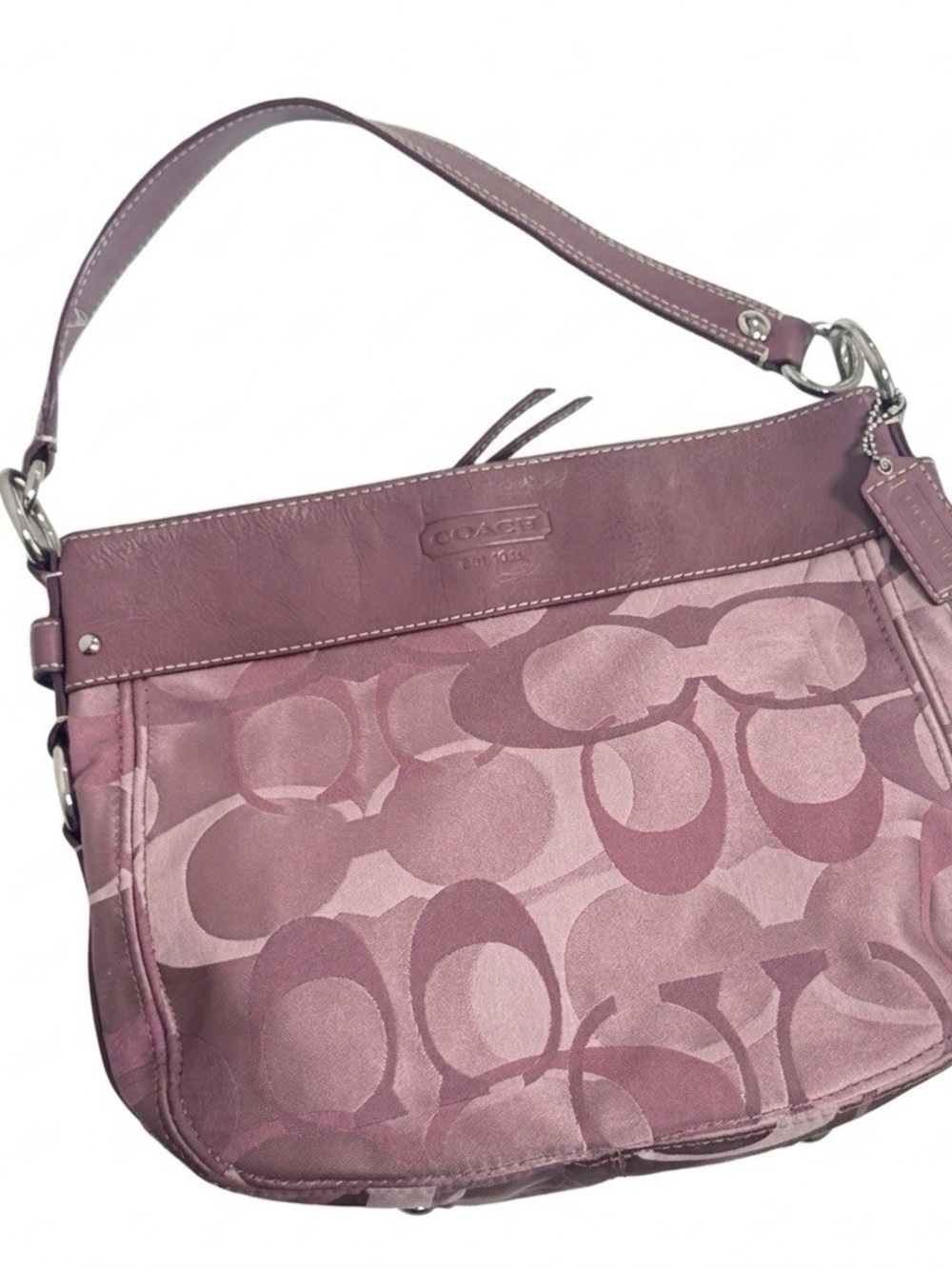Vintage Y2K Coach Zoe Pink Purple Signature Jacquard Hobo Shoulder Bag
